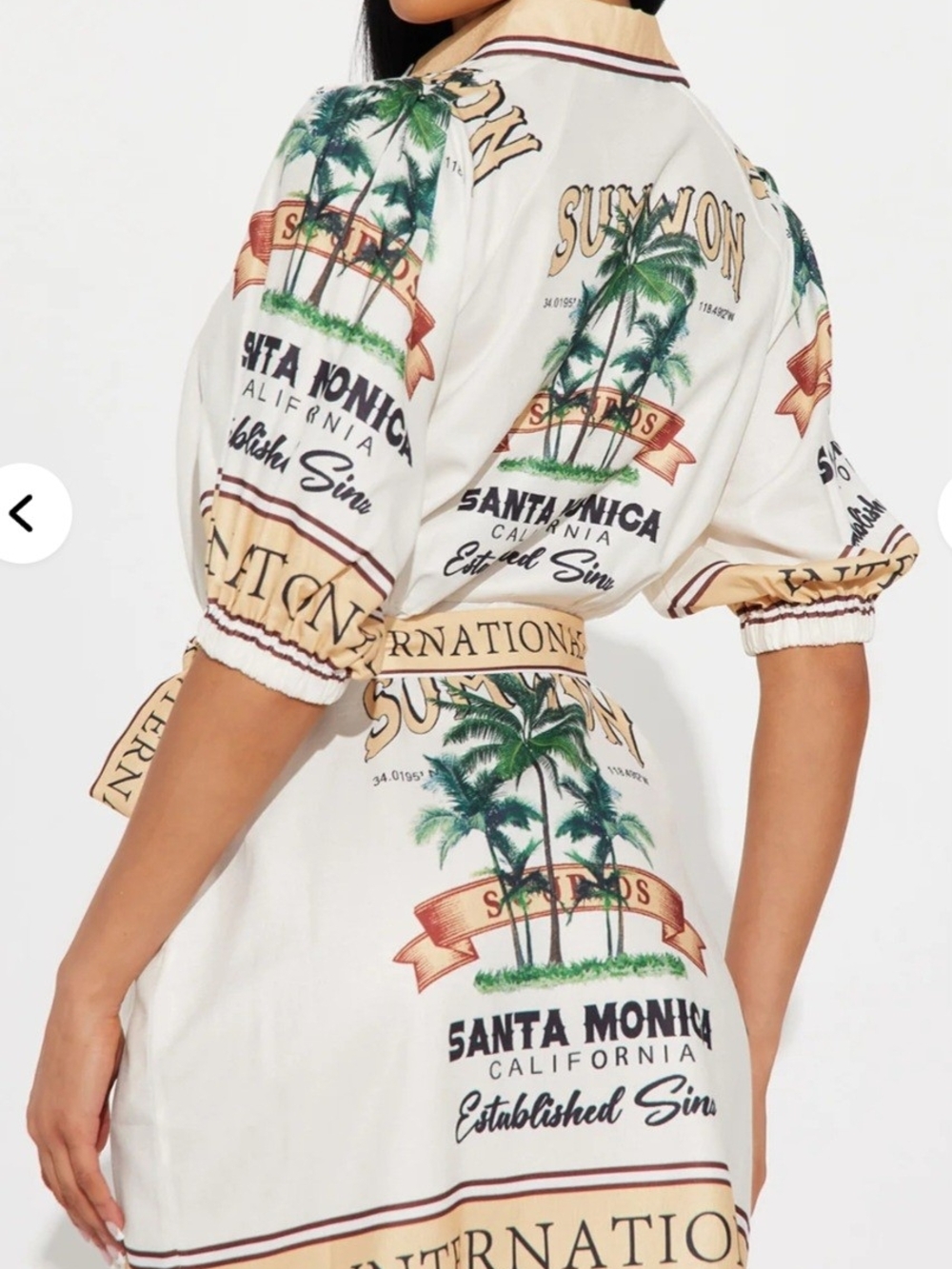 Fashion Nova Cream Palm-Print Mini Dress - Picture 2 of 10